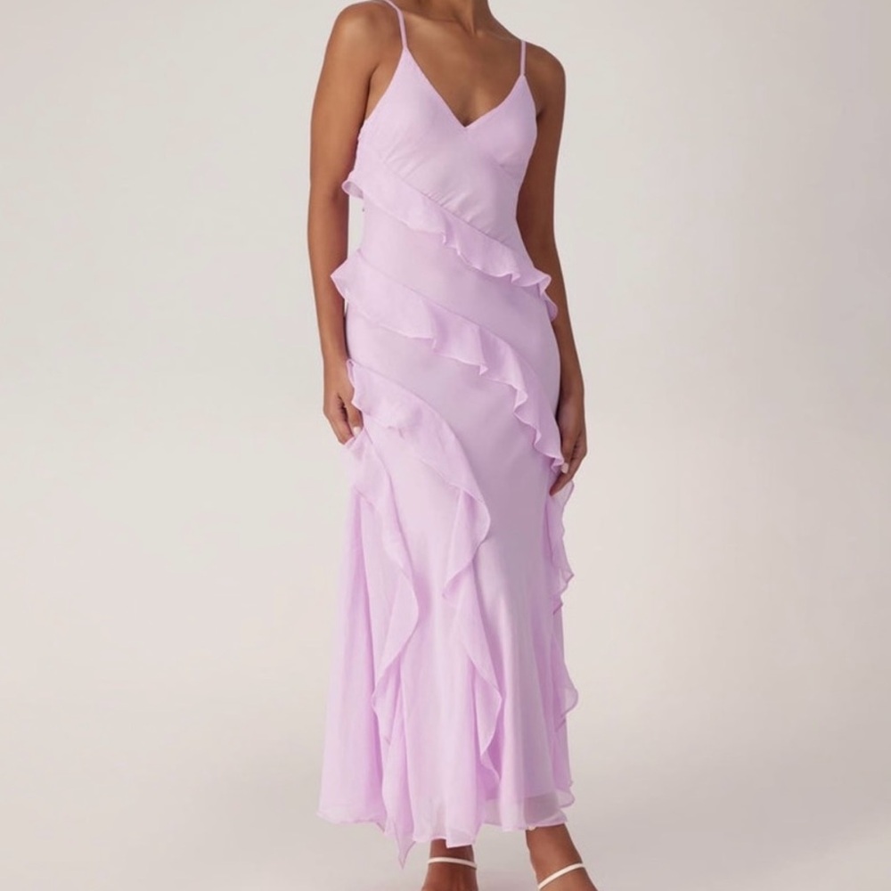Elegant Lavender Ruffle Dress